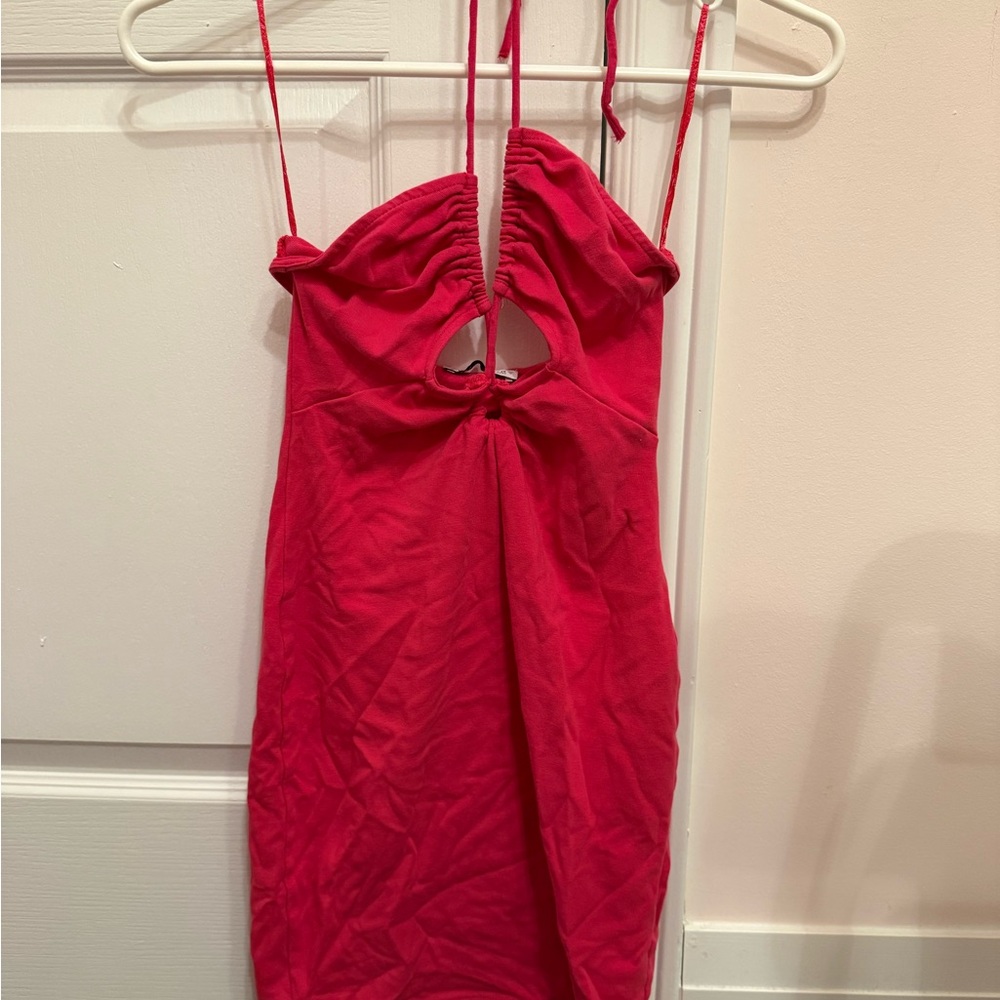 Elegant Red Halter Dress